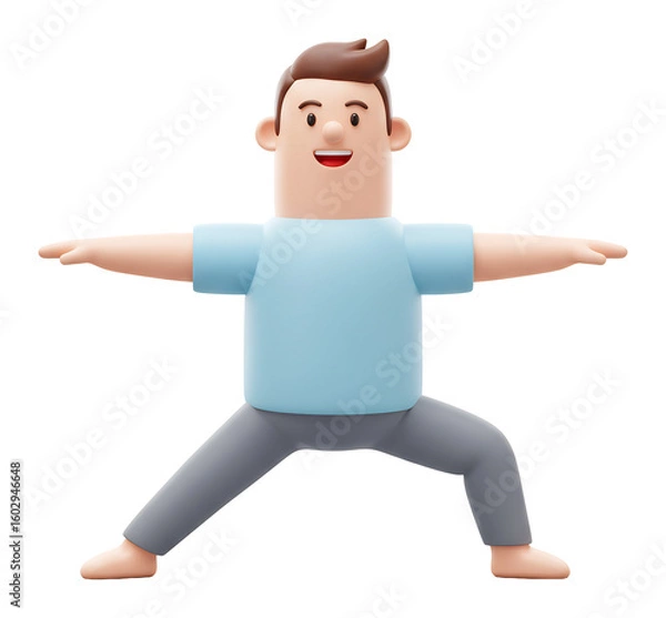 Obraz 笑顔の男性 爽やかヨガポーズ