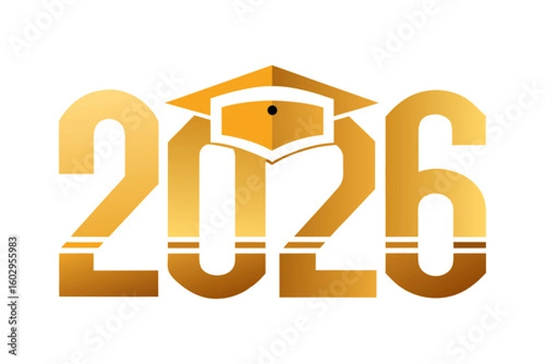 Fototapeta Class of 2025 Graduation with Cap Design Isolated on White Background