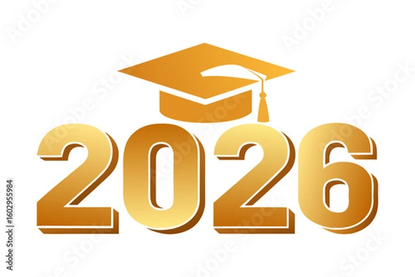 Fototapeta Class of 2025 Graduation with Cap Design Isolated on White Background