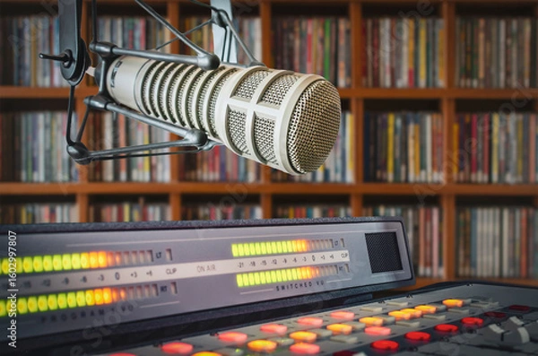Obraz Professional microphone in radio studio