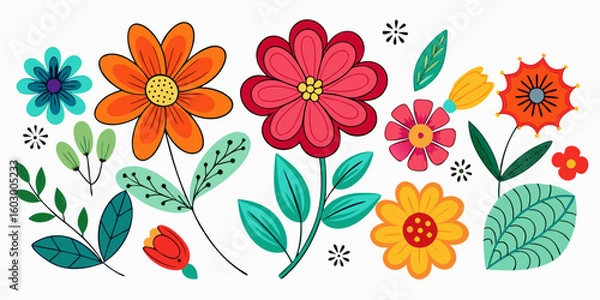 Obraz Elegant seamless floral pattern illustration with pink flower blossoms and green leaf design, perfect for summer nature decoration