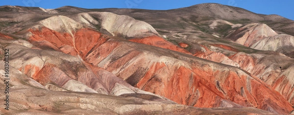 Fototapeta Beautiful valley with red mountains in Khizi. Azerbaijan.