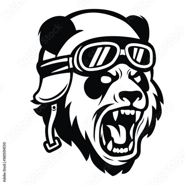 Fototapeta Roaring Panda Biker Head Vector Art.eps