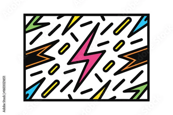 Fototapeta Vibrant abstract composition with colorful lightning bolts shapes graphic pattern