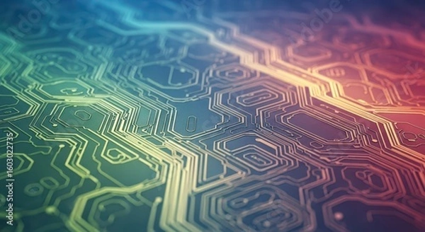 Fototapeta Futuristic Tech Background with Digital Elements and Glowing Lines