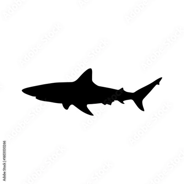 Fototapeta Blacktip reef shark silhouette vector flat illustration design.