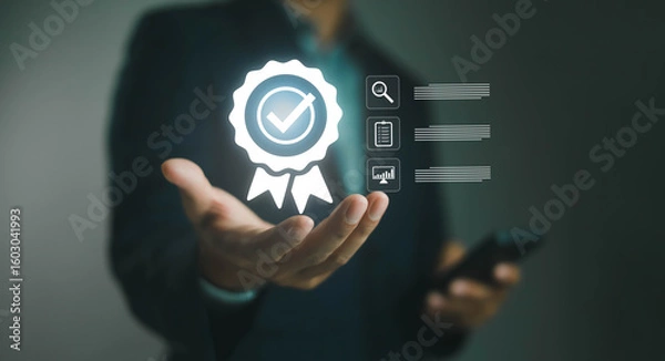 Fototapeta Guaranteed quality and service standards in technology business Follow the rules, and procedures, for ensuring control management in an effective organization in the industry