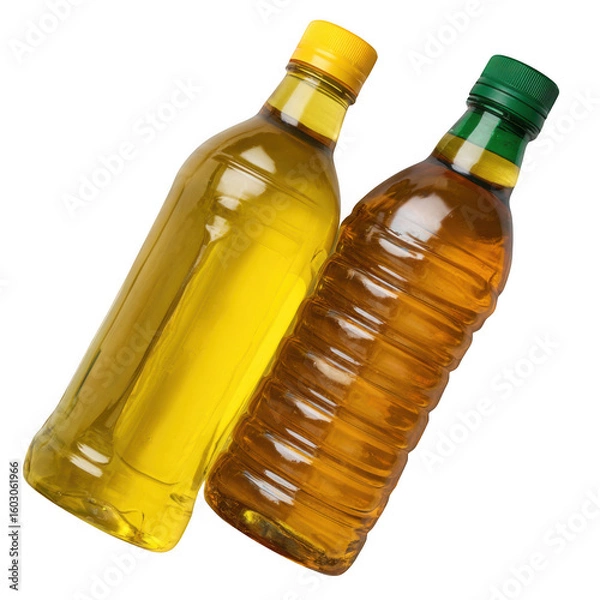 Fototapeta Two bottles with oil isolated on transparent background