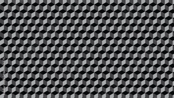 Fototapeta Abstract Cubic Pattern Black Background High Resolution 3840x2160, Modern Geometric Design, Seamless Texture for Wallpapers, Digital Art, and Graphic Projects, Ideal for Creative Backgrounds