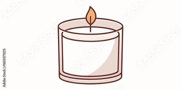 Fototapeta Scented candle with flame wick glass jar
