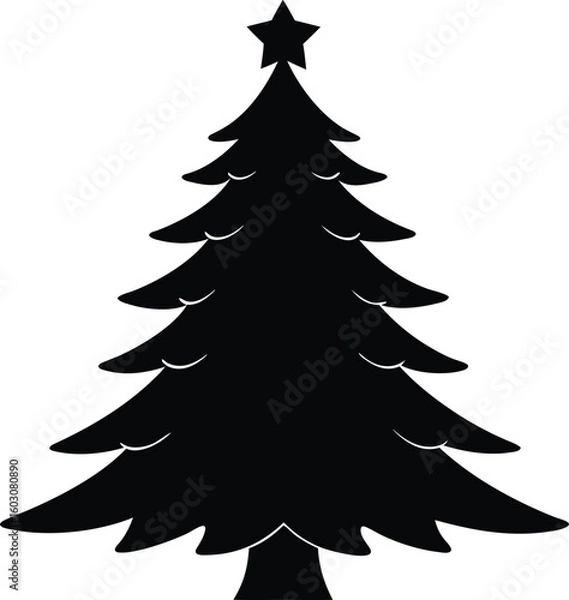 Obraz Christmas tree silhouette vector illustration