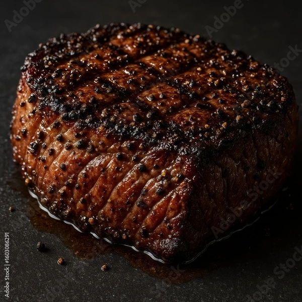 Fototapeta Savor the Flavor: Juicy Pepper Steak for Culinary Excellence and Food Advertising. Perfect for Restaurants and Gastronomy Blogs. Elevate Your Brand with Premium Food Imagery!
