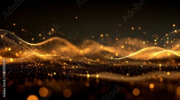 Fototapeta Abstract Gold Wave with Particle