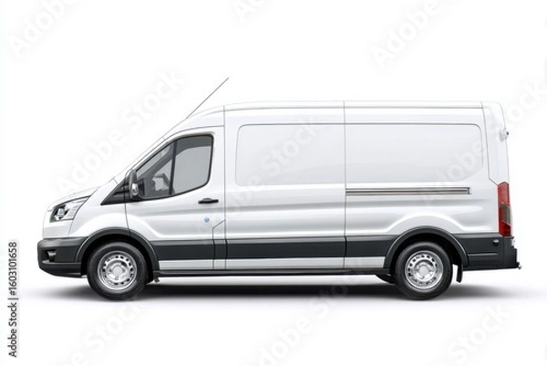 Obraz White Cargo Van on White Background