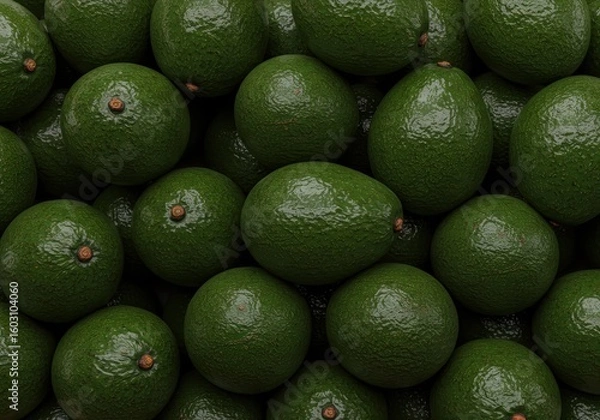 Fototapeta Fresh Avocados Piled Up – Tropical Green Fruit in High Resolution