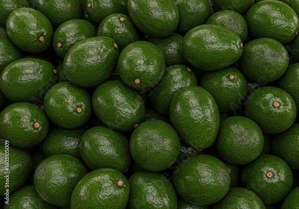 Fototapeta Fresh Avocados Piled Up – Tropical Green Fruit in High Resolution