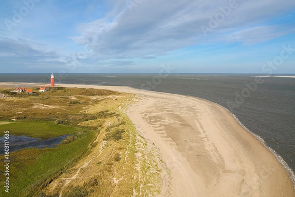 Fototapeta Overview, Texel is an island, Netherlands, Lighthouse, in the North of island, Holiday