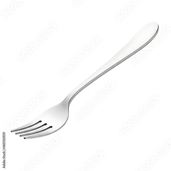 Fototapeta Shiny metal fork isolated on transparent background