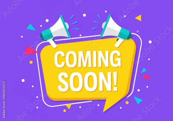 Obraz Exciting announcement get ready for something new with a vibrant coming soon message and megaphones