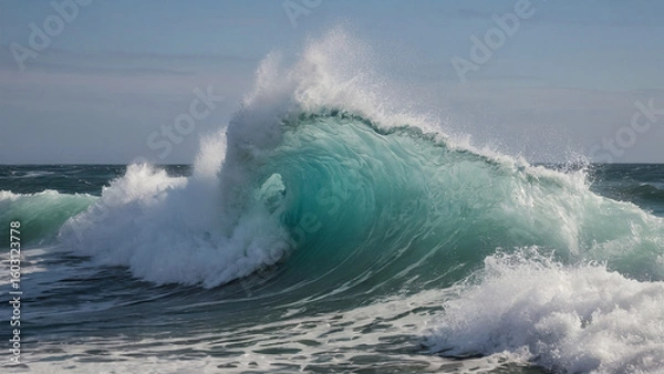 Fototapeta Crashing ocean wave, frozen mid-splash