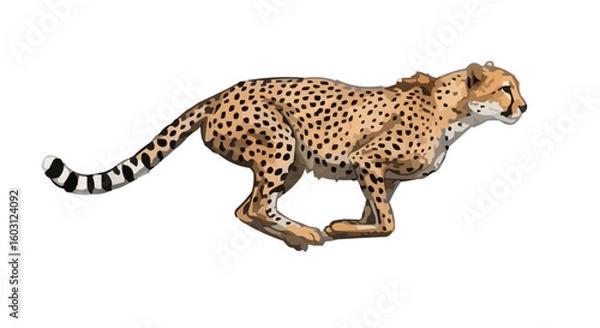 Obraz A running cheetah in motion blur style, vector drawing, white backdrop