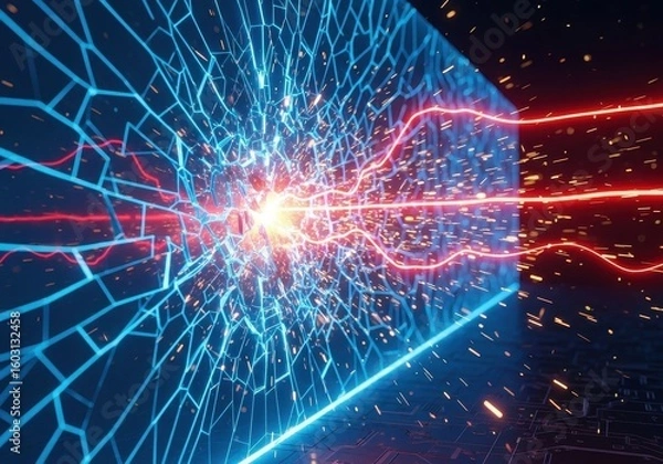 Fototapeta Abstract Technology Background - Energy Burst with Circuit Board