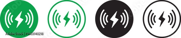 Fototapeta Wireless Charging icons set. Charging Multi Style icons, smartphone charger, battery, charger, Battery charge vector,

