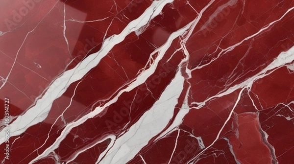Fototapeta Intense Red Marble with Natural White Veins
