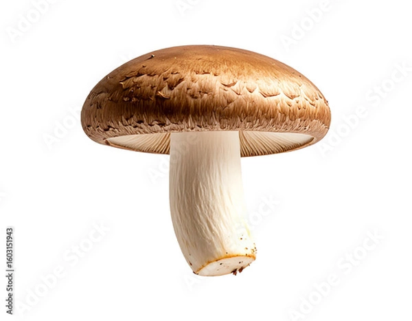 Fototapeta One Matsutake mushroom levitating against a plain white backdrop, detailed surface texture, earthy tones, PNG