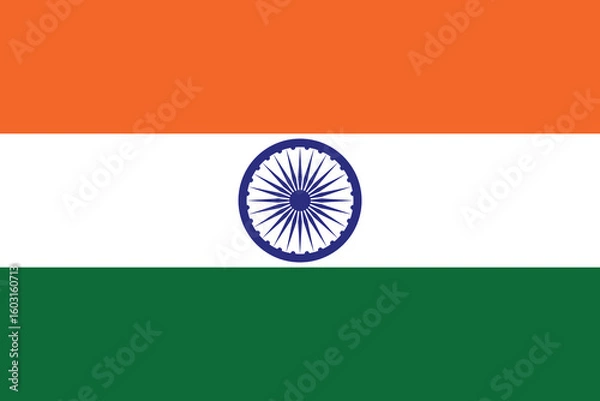 Obraz indian national flag illustration with ashoka chakra in detailed vector graphics