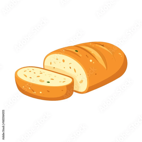 Fototapeta Sliced Loaf Of Bread Illustration