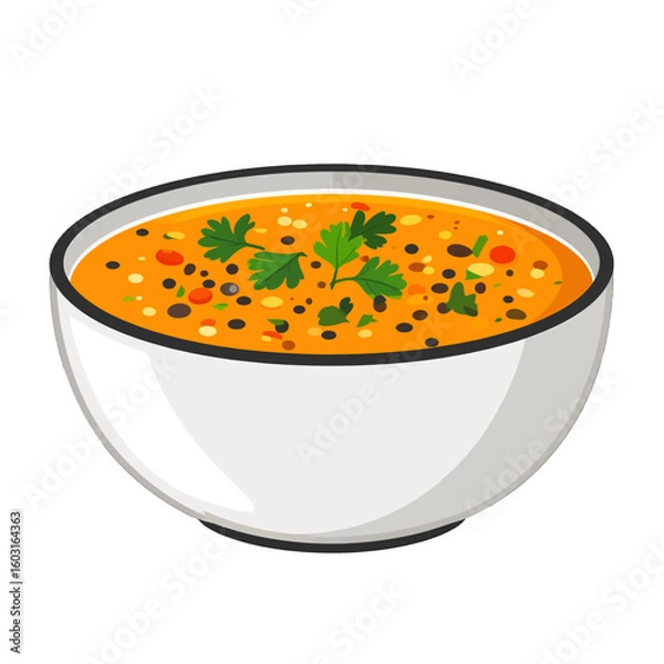 Obraz Pixel Art Orange Soup In White Bowl