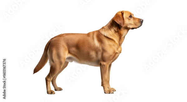 Fototapeta Golden labrador dog in profile isolated PNG with Transparent Background
