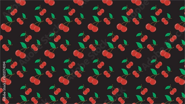 Fototapeta Red Cherry Seamless Pattern – Vibrant Vector Illustration
