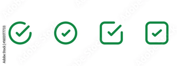 Fototapeta Green check mark icon. Check mark vector icon. Checkmark Illustration  Vector symbols set  green checkmark isolated on white background  Correct vote choice isolated symbol 