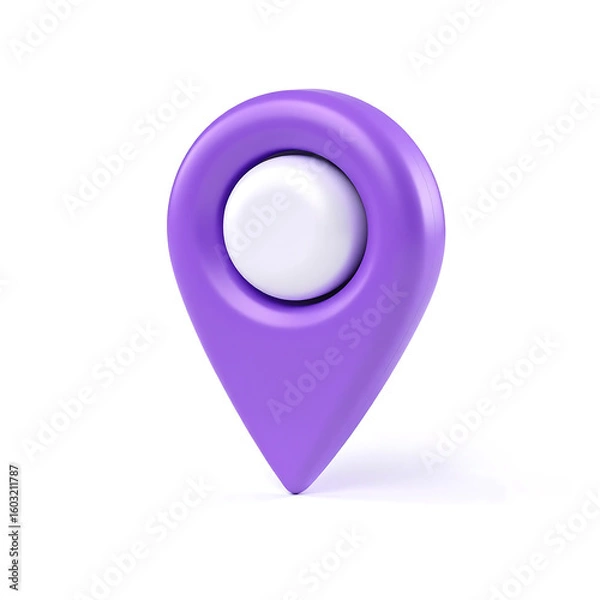 Fototapeta richly detailed purple pin icon emerges crisp white background stand copy