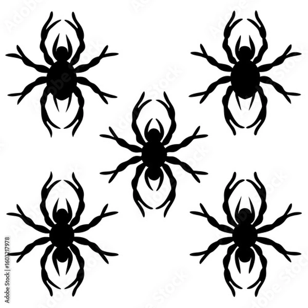 Obraz Halloween Spider Set Vector   Scary Insect Silhouettes for Party Decor, Crafts & SVG Prints