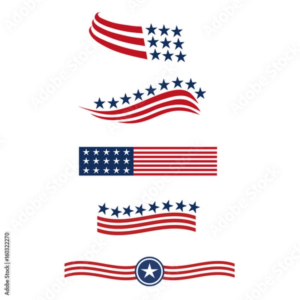 Obraz Flaga USA gwiazda logo paski elementy projektu wektorowe ikony