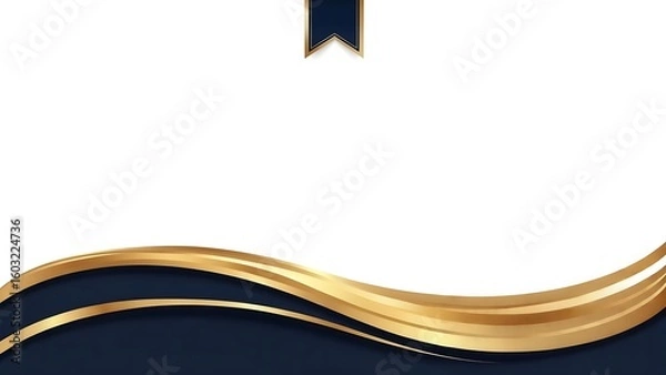 Obraz Elegant Gold Blue Wavy Certificate Background