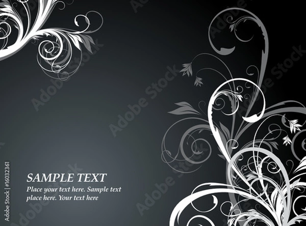 Obraz black floral background