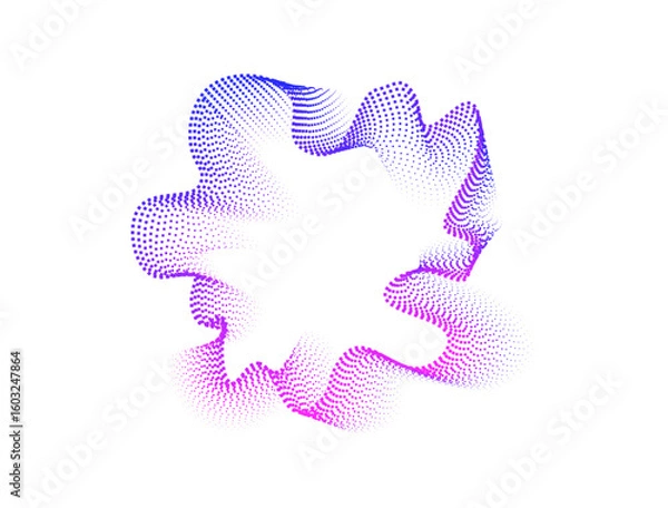 Fototapeta Set of multicolored round abstract sound abstract glowing neon wave dots. Digital equalizer, radial spectrum, futuristic ai technology. Colorful circle for music and banner. Vector background .