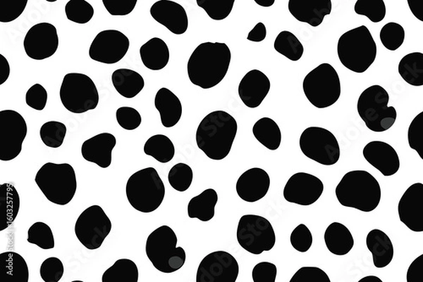Fototapeta Black and white dalmation spot pattern a classic abstract seamless texture design suitable for backgrounds and various design applications