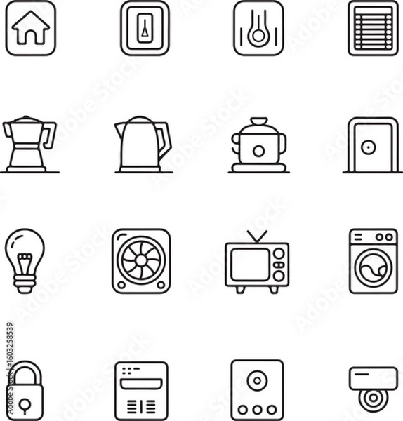 Obraz Collection of hand drawn smart home appliance icons