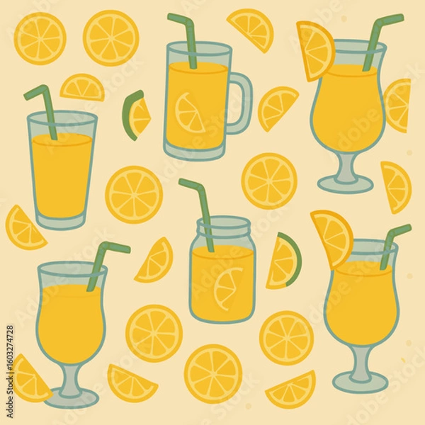 Obraz Lemonade pattern seamless vector for summer drink, kitchen and party design