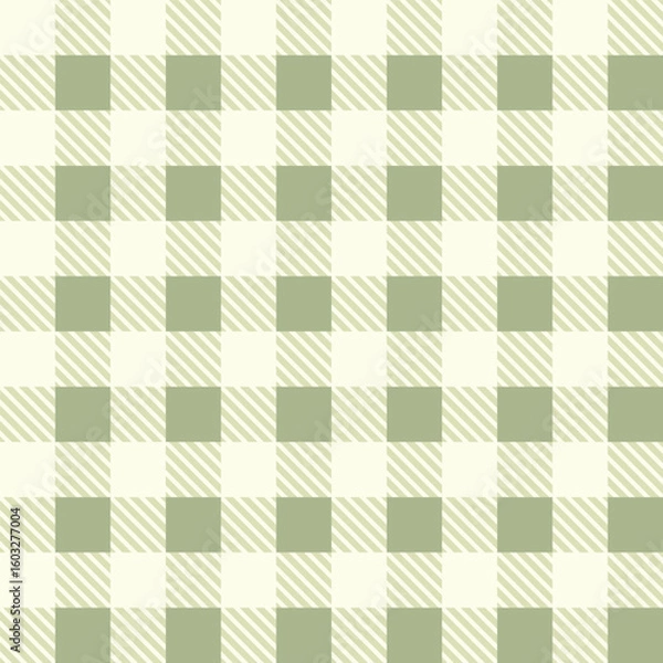 Fototapeta Green gingham seamless pattern fabric texture background	