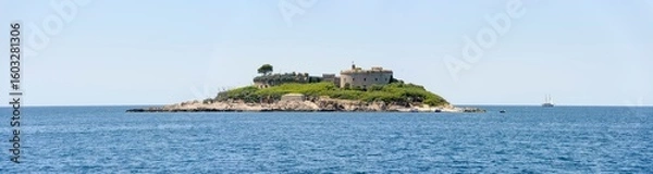 Fototapeta Panoramic view towards east side of Mamula islet, Montenegro.