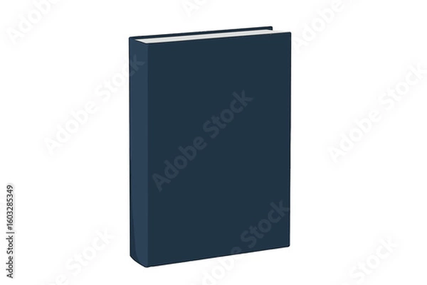 Fototapeta Hardcover book vector illustration. Blank dark blue cover for mockup or template design. Concept for education, literature, knowledge, reading, study, school, and library.