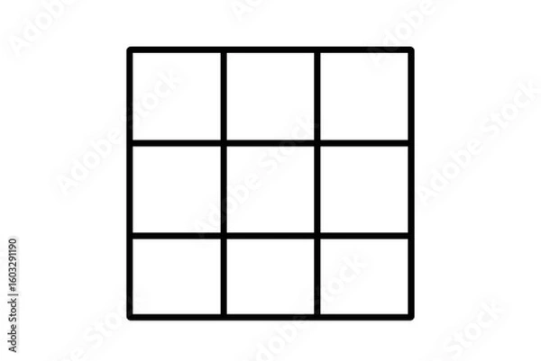 Fototapeta Grid layout template for social media post. Vector frame with nine squares. Blank cell structure for photo collage or composition guide. Tic-tac-toe game board.
