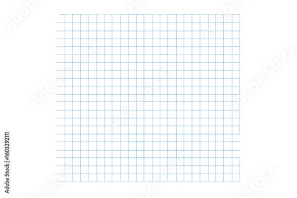 Fototapeta Blue grid line paper texture. Blank graph paper background for technical drawing, architecture draft, or school notebook. Seamless geometric squared pattern vector.