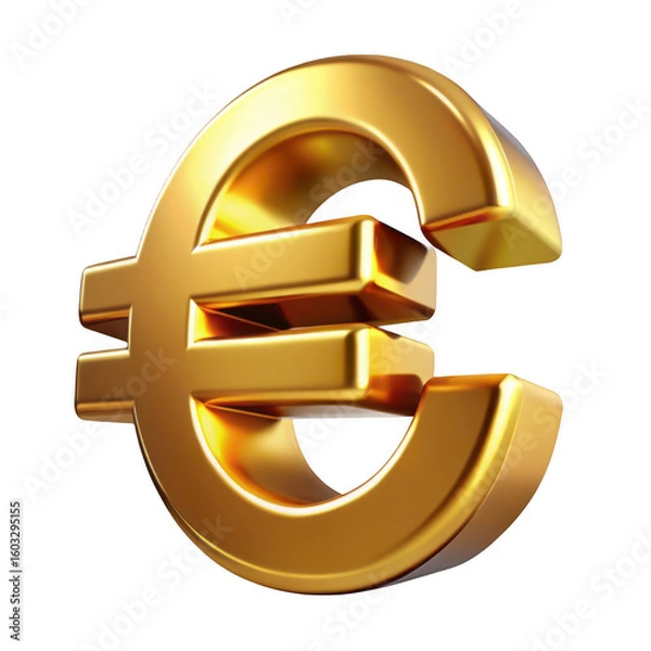 Obraz Golden Euro Currency Symbol on Transparent Background